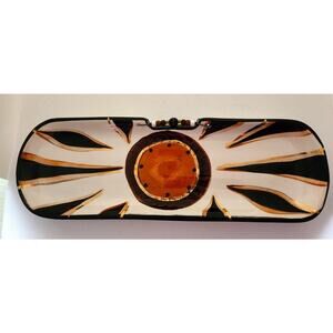 Dish/Server-Bread-Appetizers-Ceramic-Gold-Brown-Black-Abstract-Handmade